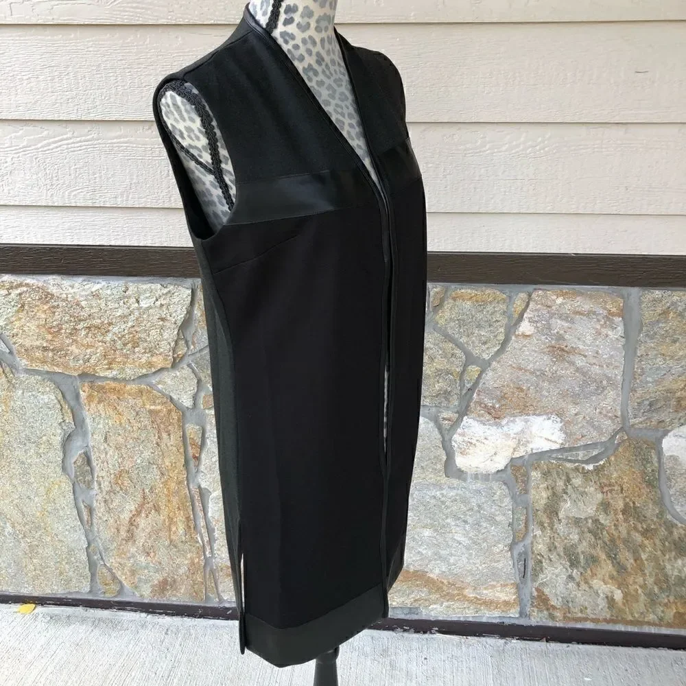 Charlie Paige Black Faux Leather Trim Vest Duster